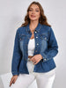 Plus Size Button-Up Peplum Denim Jacket  Style Ratio