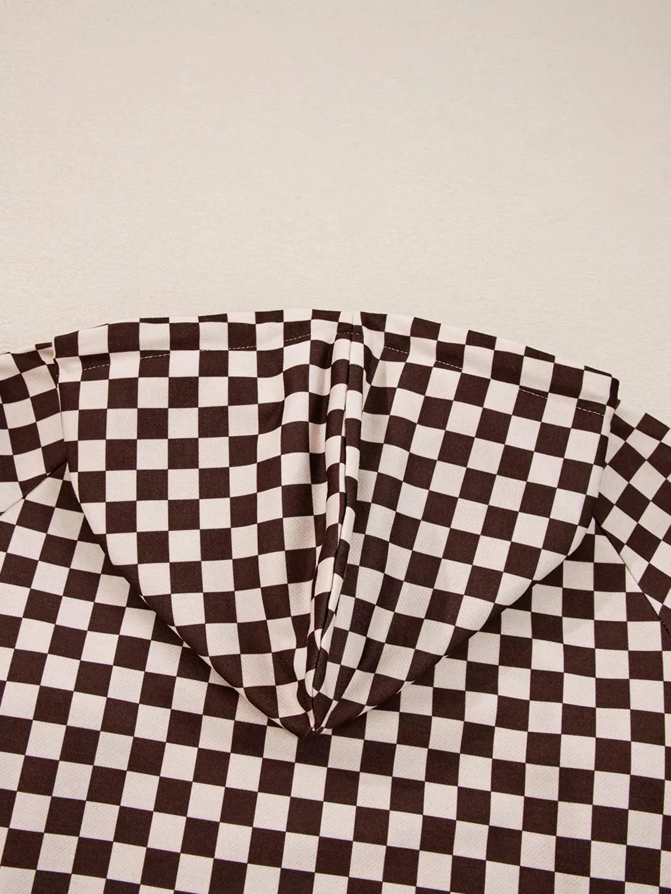 Checkered Drawstring Hoodie and Pants Set  Style Ratio