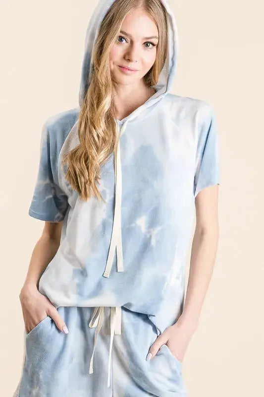 BiBi Tie Dye French Terry Hoodie Top and Shorts Set  Style Ratio