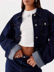 Button Down Cropped Oversized Denim Jacket  Style Ratio