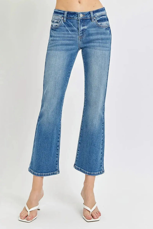 RISEN Full Size Low Rise Crop Flare Jeans Plus Size  Style Ratio