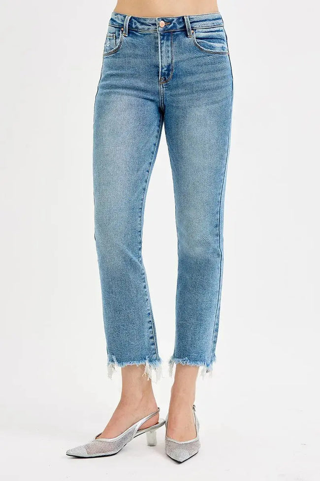 RISEN Full Size High Rise Crop Straight Slim Jeans  Style Ratio
