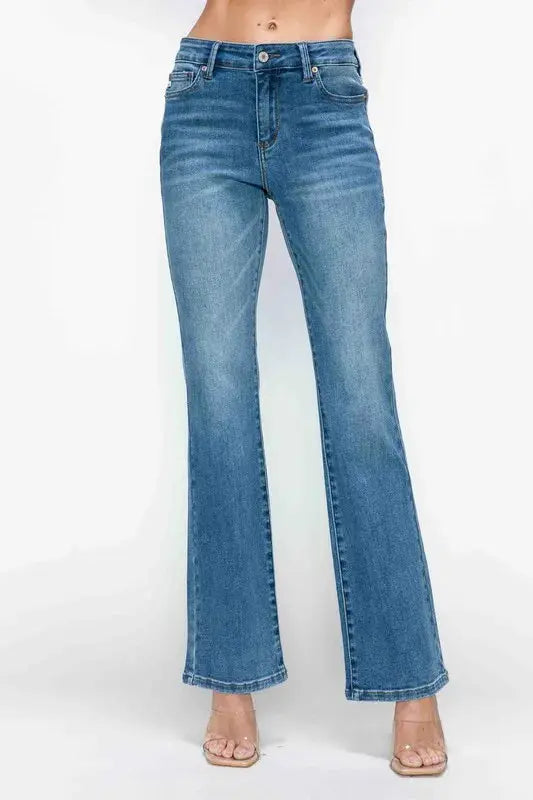bytos Full Size Cat's Whiskers Mid Rise Bootcut Jeans  Style Ratio