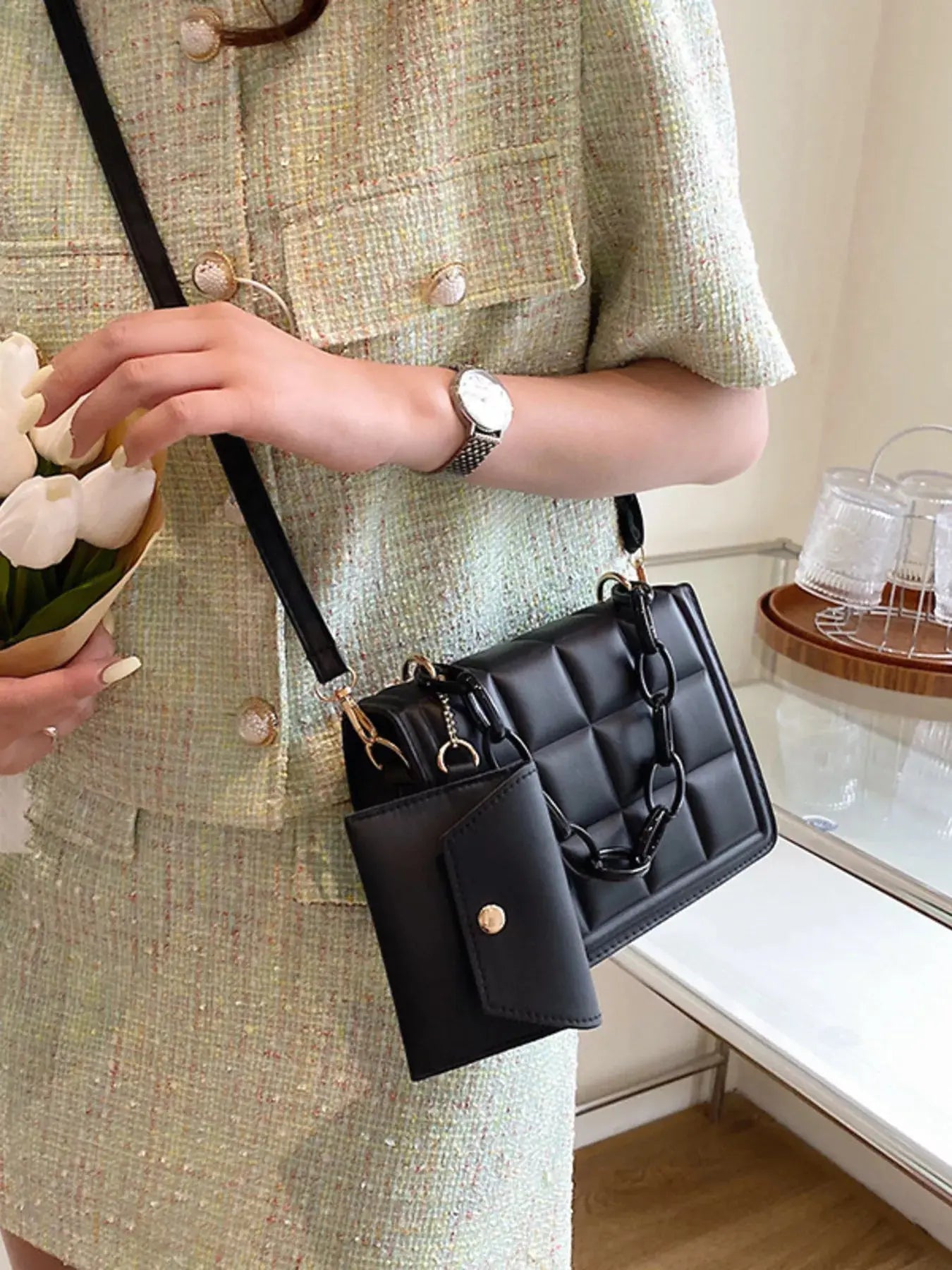 Quilted Chain Strap Crossbody Bag  Style Ratio