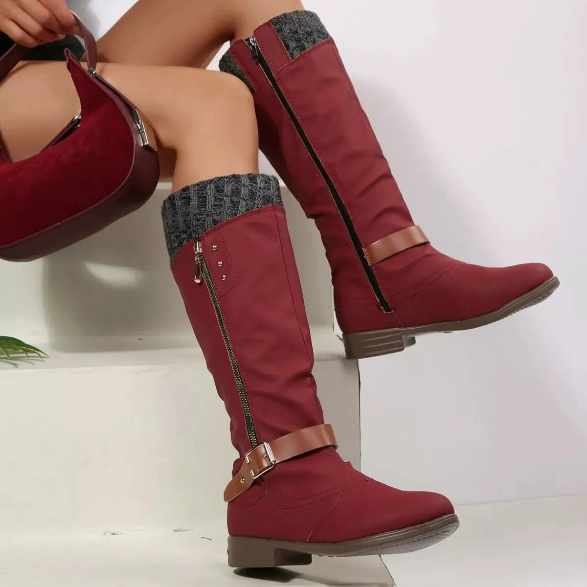 Round Toe Block Heels Boots  Style Ratio