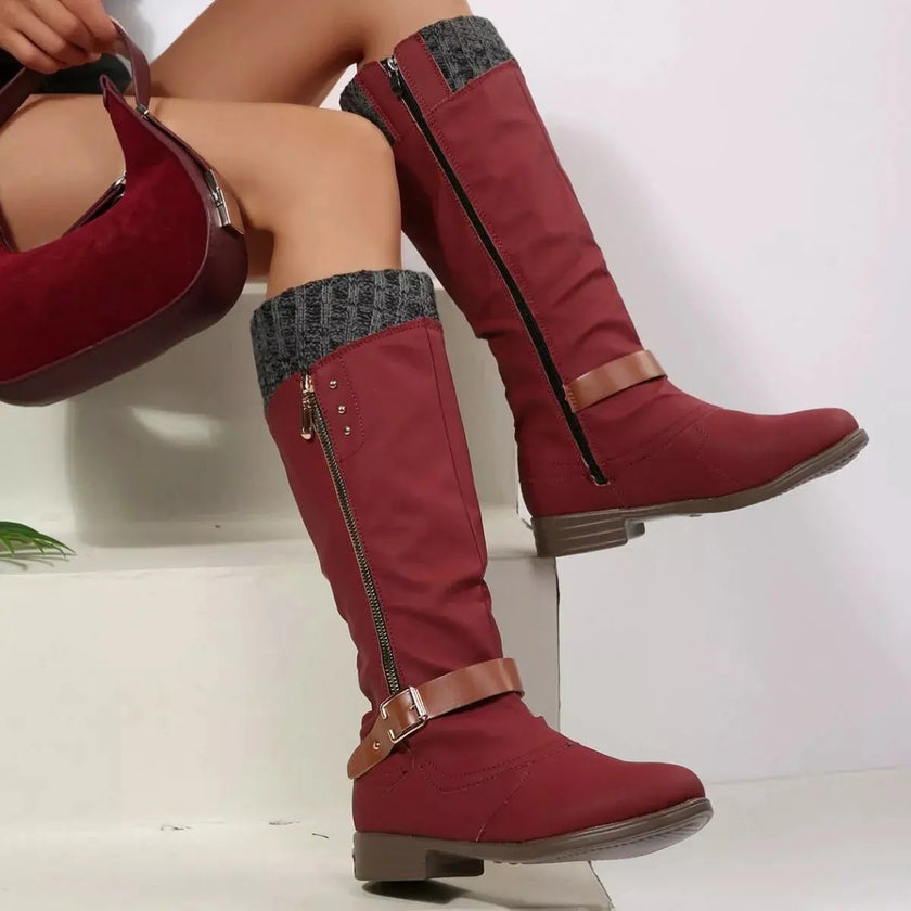 Round Toe Block Heels Boots  Style Ratio