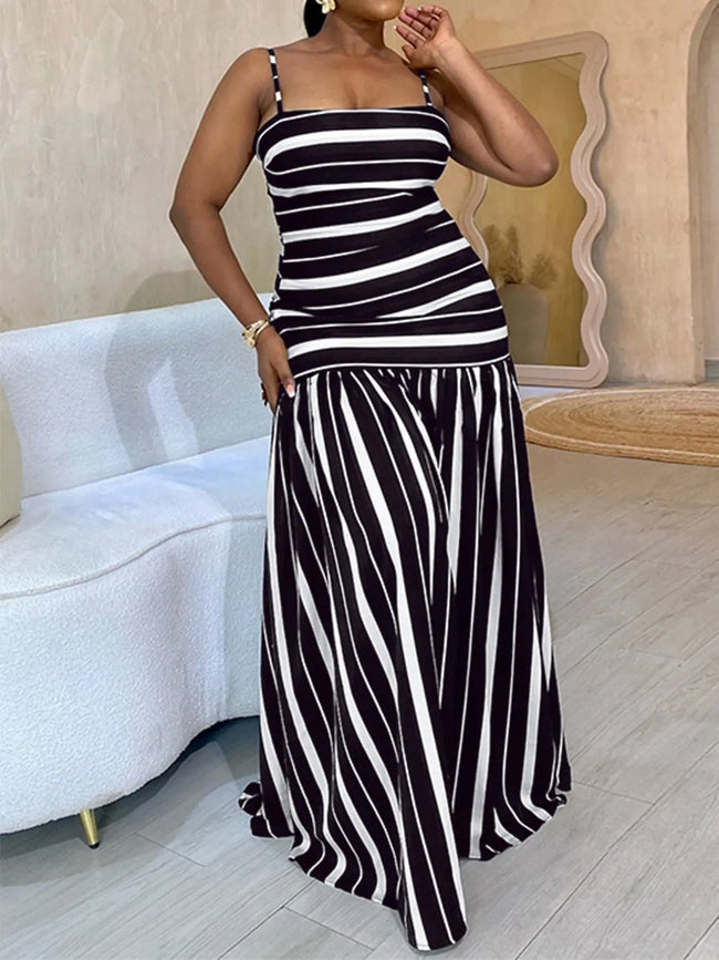Plus Size Striped Spaghetti Strap Maxi Dress  Style Ratio