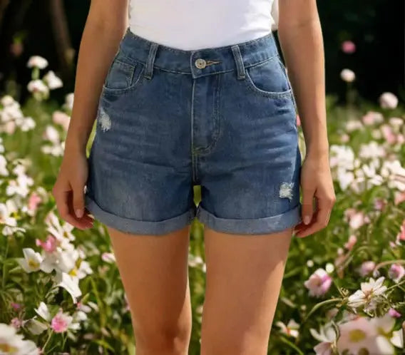 Ripped High Waisted Denim Shorts  Style Ratio