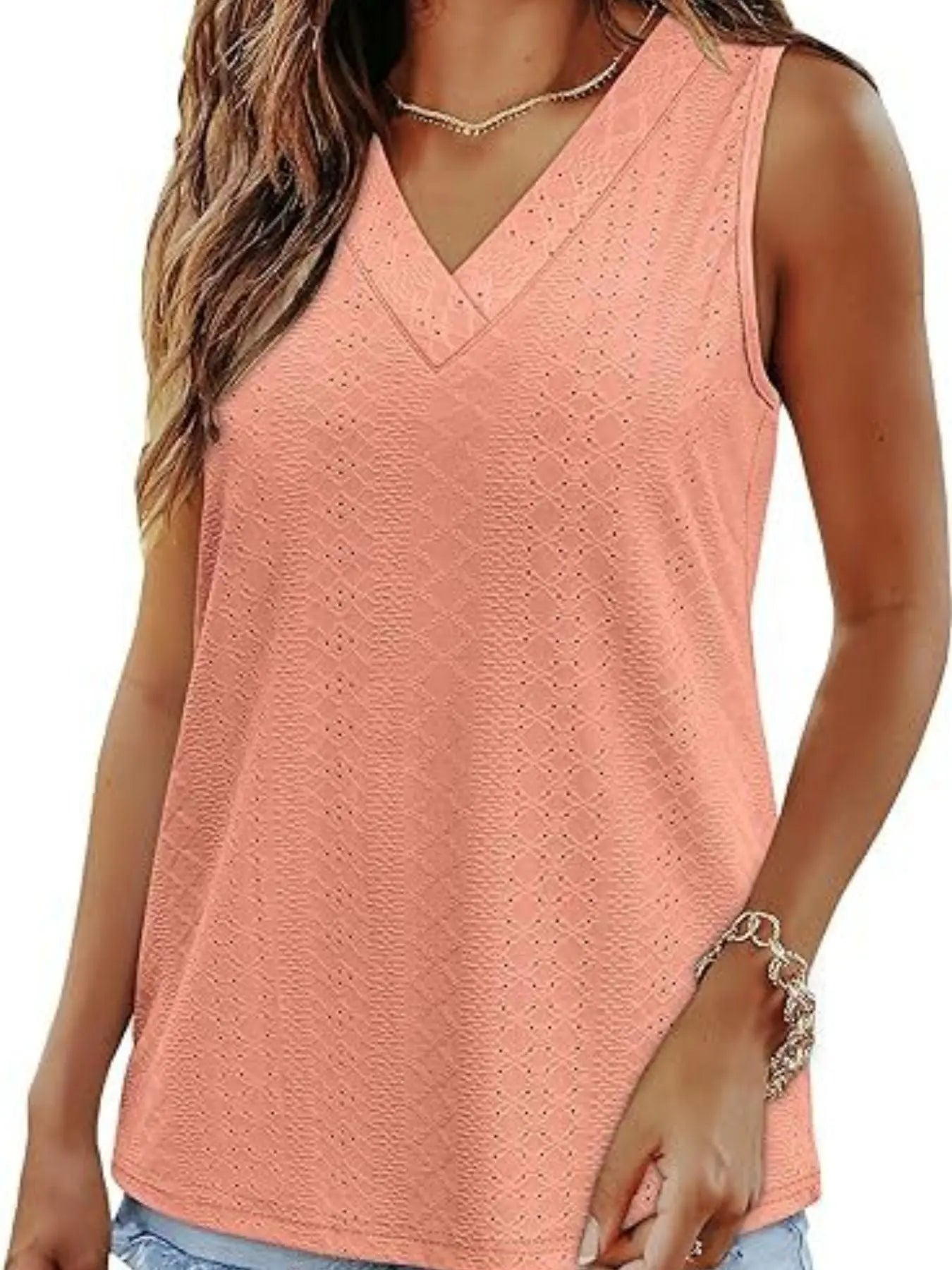 Eyelet V-Neck Tank  Style Ratio