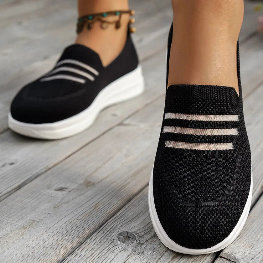 Mesh Round Toe Platform Slip-Ons  Style Ratio