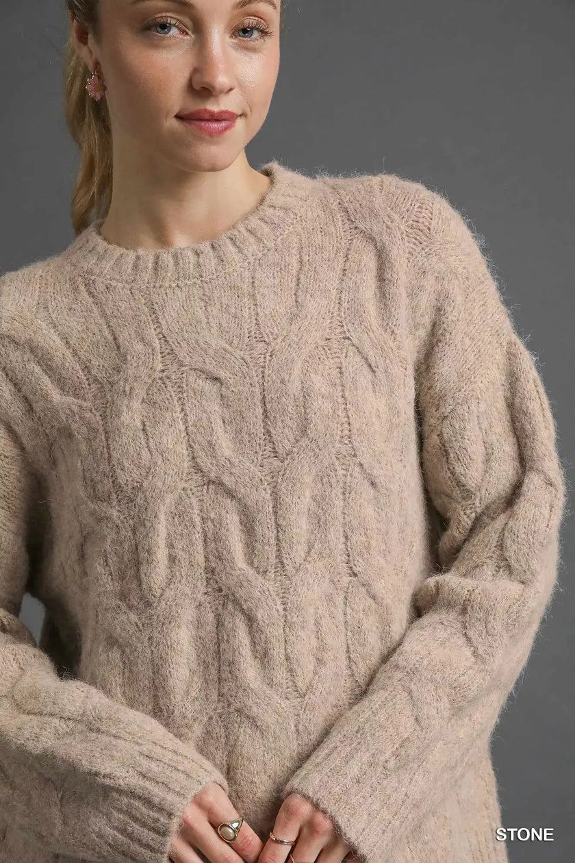 Umgee Cable Knit Cozy Sweater  Style Ratio