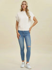 Double Take Full Size Mock Neck Short Sleeve Sweater  Style Ratio