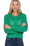 Zenana Button Down Lightweight Crochet Cardigan  Style Ratio