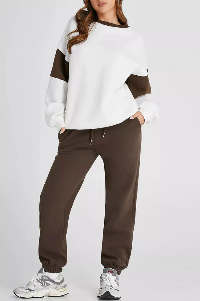 Drop Shoulder Loose Sweatshirt and Joggers Active Set  Style Ratio