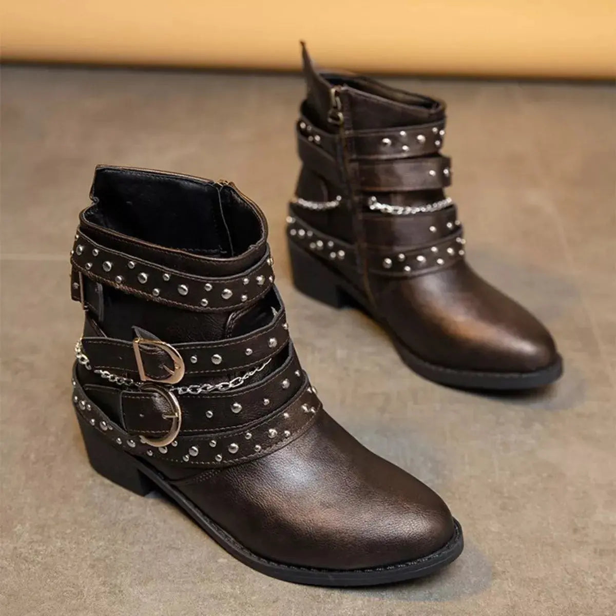Studded Buckle Ankle Boots  Style Ratio