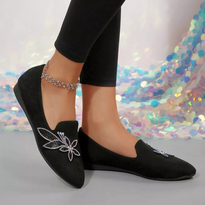 Rhinestone Point Toe Flats Slip-Ons  Style Ratio