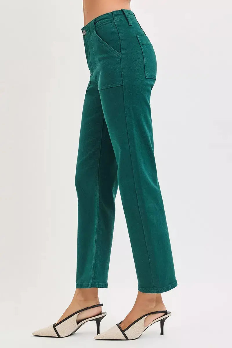 RISEN High Rise Ankle Flare Patch Pocket Jeans  Style Ratio