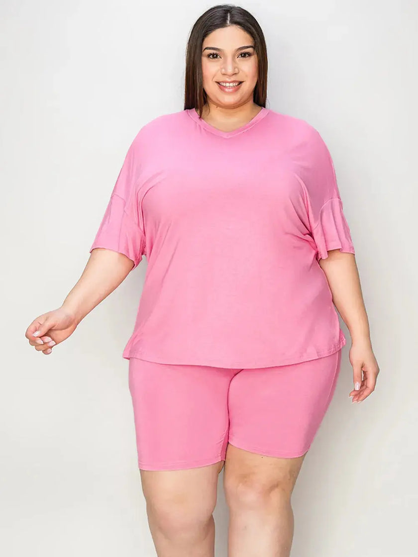 Basic Bae Full Size V-Neck Drop Shoulder Shirt and Shorts Loungewear  Style Ratio