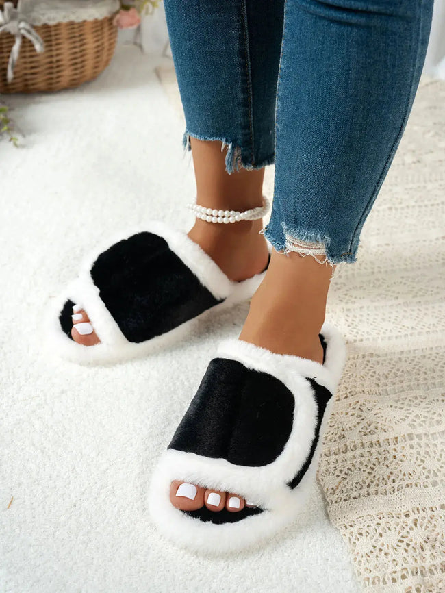 Fuzzy Open Toe Slippers  Style Ratio