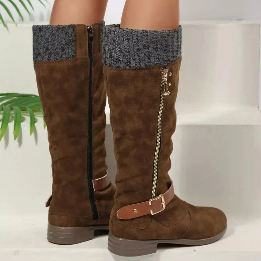 Round Toe Block Heels Boots  Style Ratio