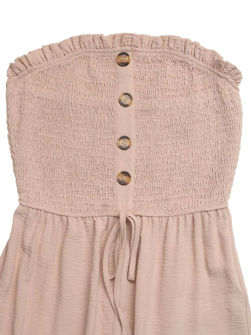 Smocked Tube Top Wide Leg Jumpsuit  Style Ratio