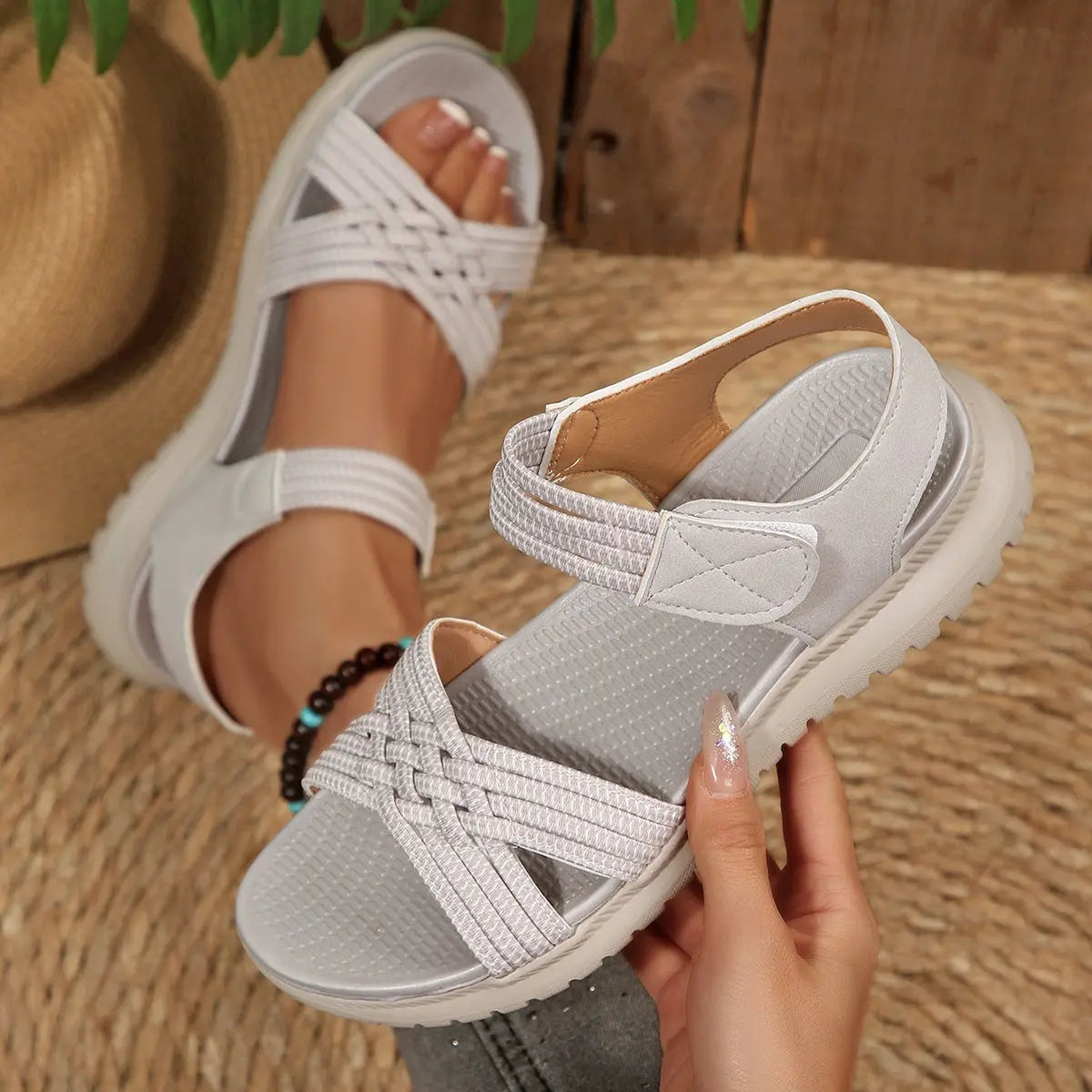 Open Toe Woven Strap Sandals  Style Ratio