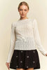 Davi & Dani Long Sleeve Sheer Small Embroidered Bows Lace Blouse  Style Ratio