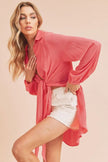 Aemi + Co Tied Collared Neck Long Sleeve Blouse  Style Ratio