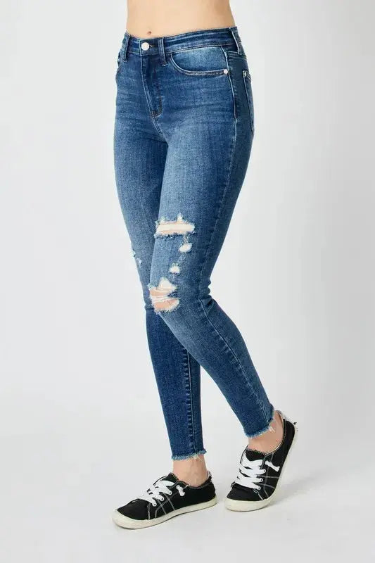 Judy Blue High Waist Distressed Skinny Jeans  Style Ratio