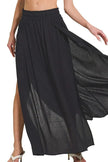 Zenana Woven Crinkle Gauze Long Maxi Skirt  Style Ratio