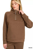 Zenana Scuba Half Zip Sweatshirts and Joggers Set  Style Ratio