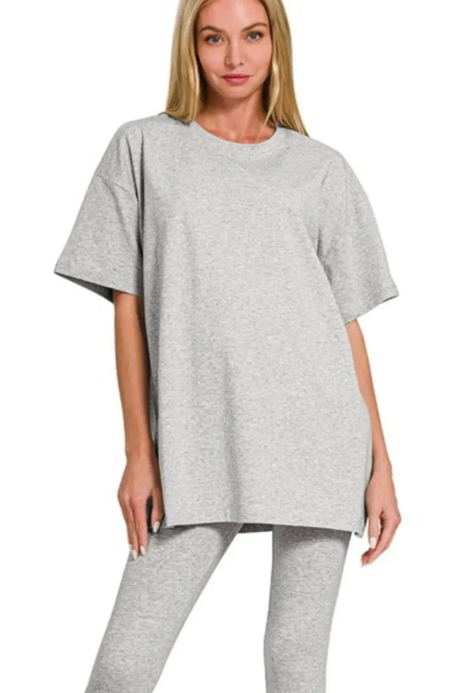Zenana Cotton Round Neck Top & Legging Set  Style Ratio