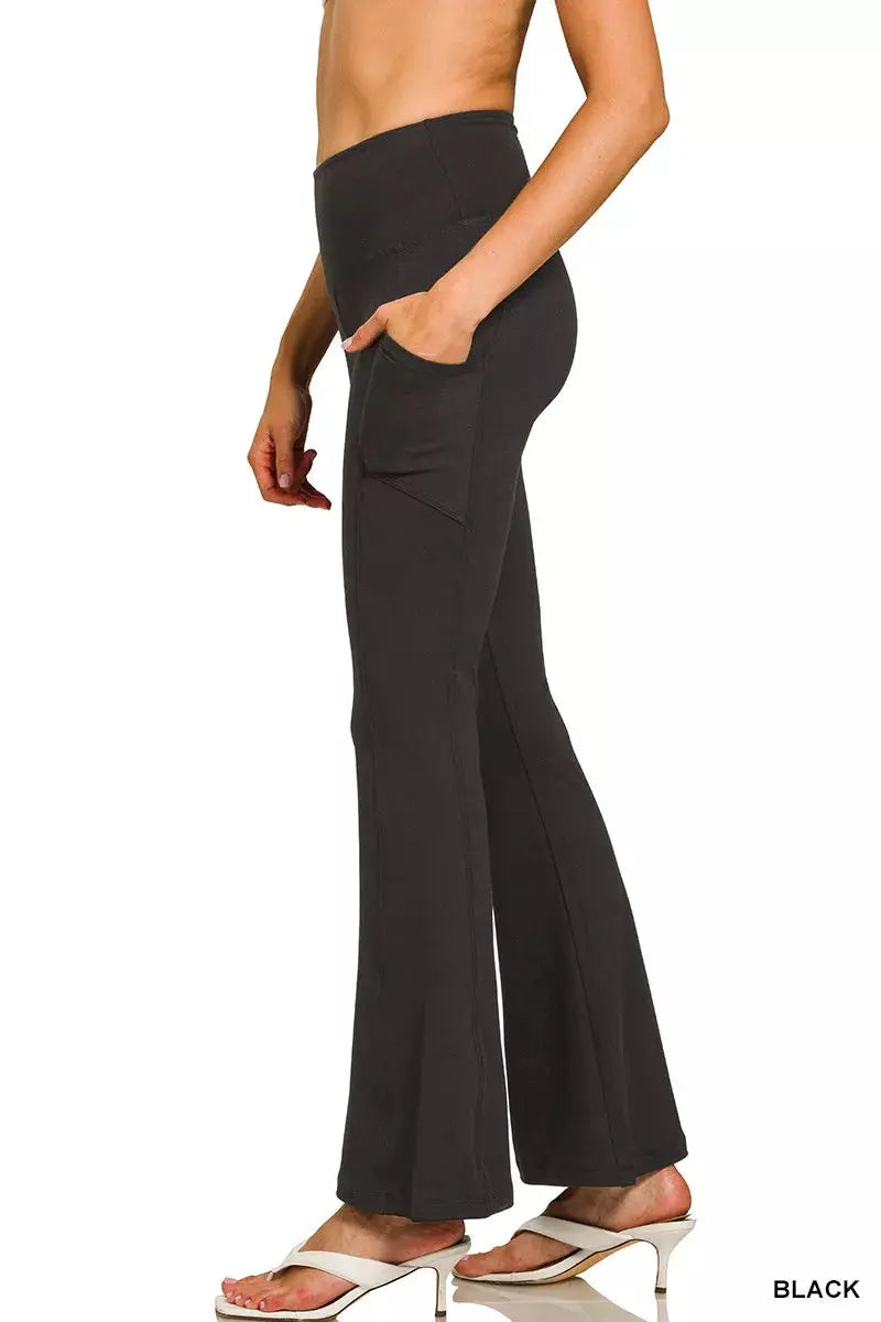 Zenana Brushed Dty Microfiber Flare Pants  Style Ratio