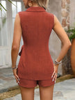 Sleeveless Blazer with Tie Waist & Shorts Set  Style Ratio