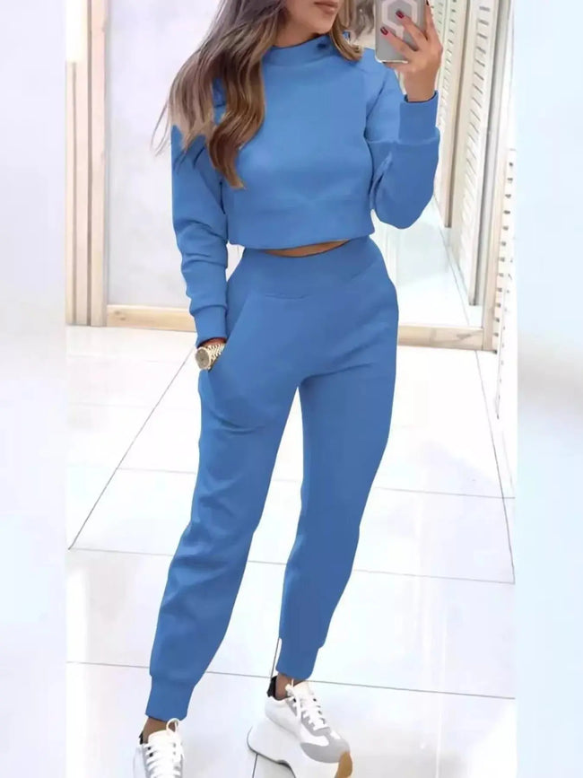 Casual Chic Cropped Sweatshirt and Jogger Set  Style Ratio