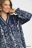 Umgee Full Size Floral Vine Print Blouse with Balloon Sleeves  Style Ratio