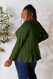 Double Take Half Button Long Sleeve Ruffle Hem Blouse  Style Ratio
