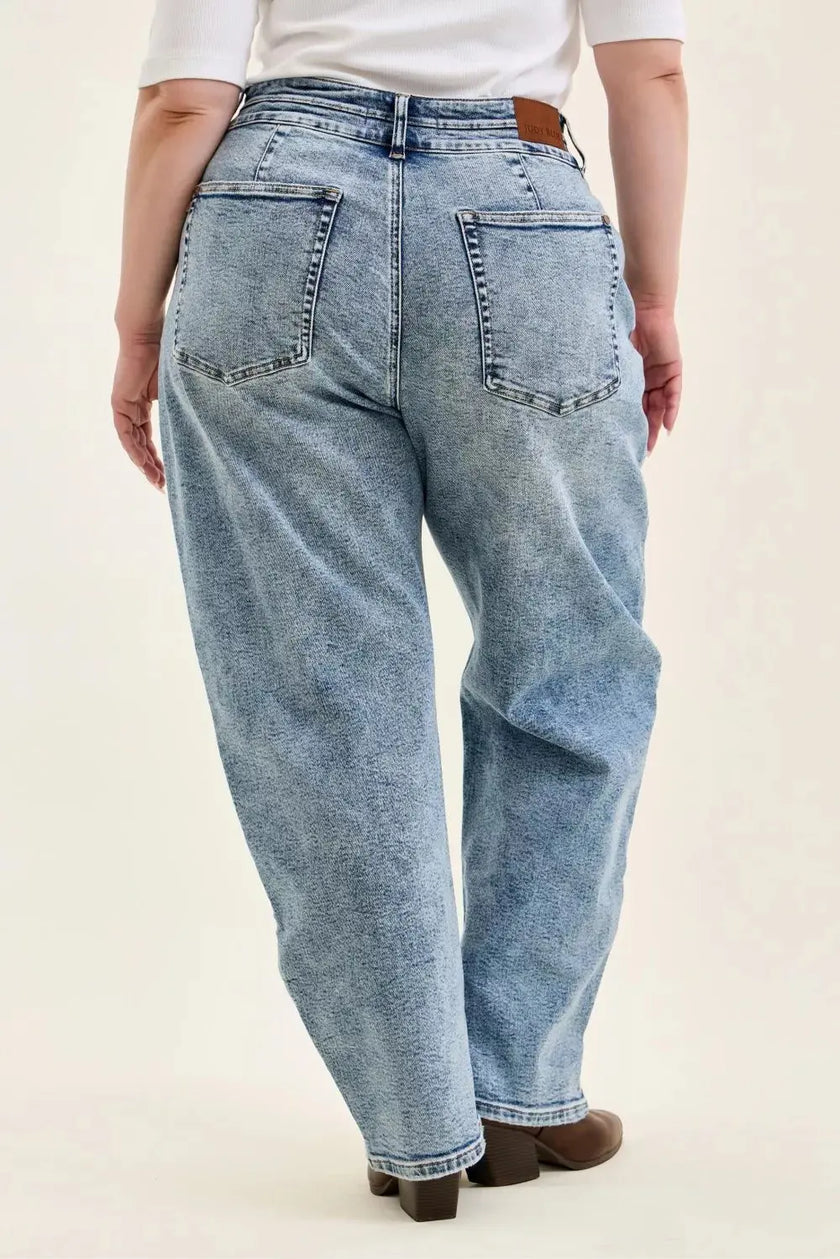 Judy Blue Full Size High Waist Marlow Arc Leg Jeans with Double Waistband  Style Ratio
