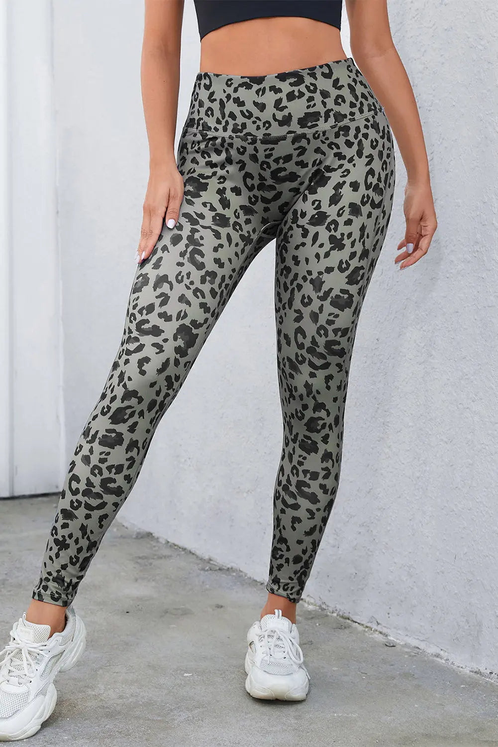 Leopard Print Wide Waistband Leggings  Style Ratio