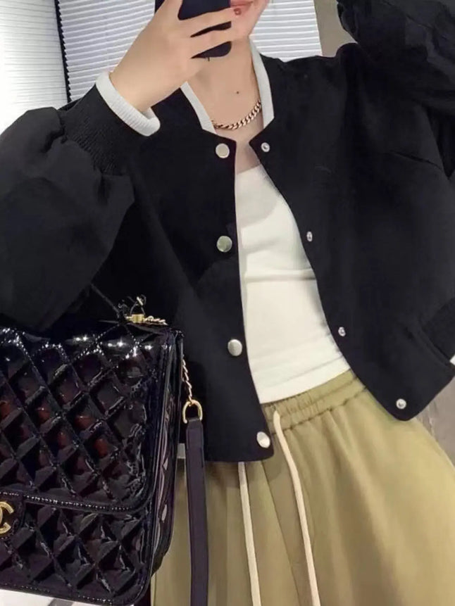 Casual Snap Down Cropped Jacket  Style Ratio