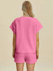 Double Take Full Size Texture T-Shirt and Shorts Set  Style Ratio