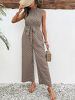 Printed Mock Neck Sleeveless Jumpsuit  Style Ratio
