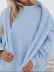 Relaxed Fit Round Neck Sweatshirt and Shorts Set  Style Ratio