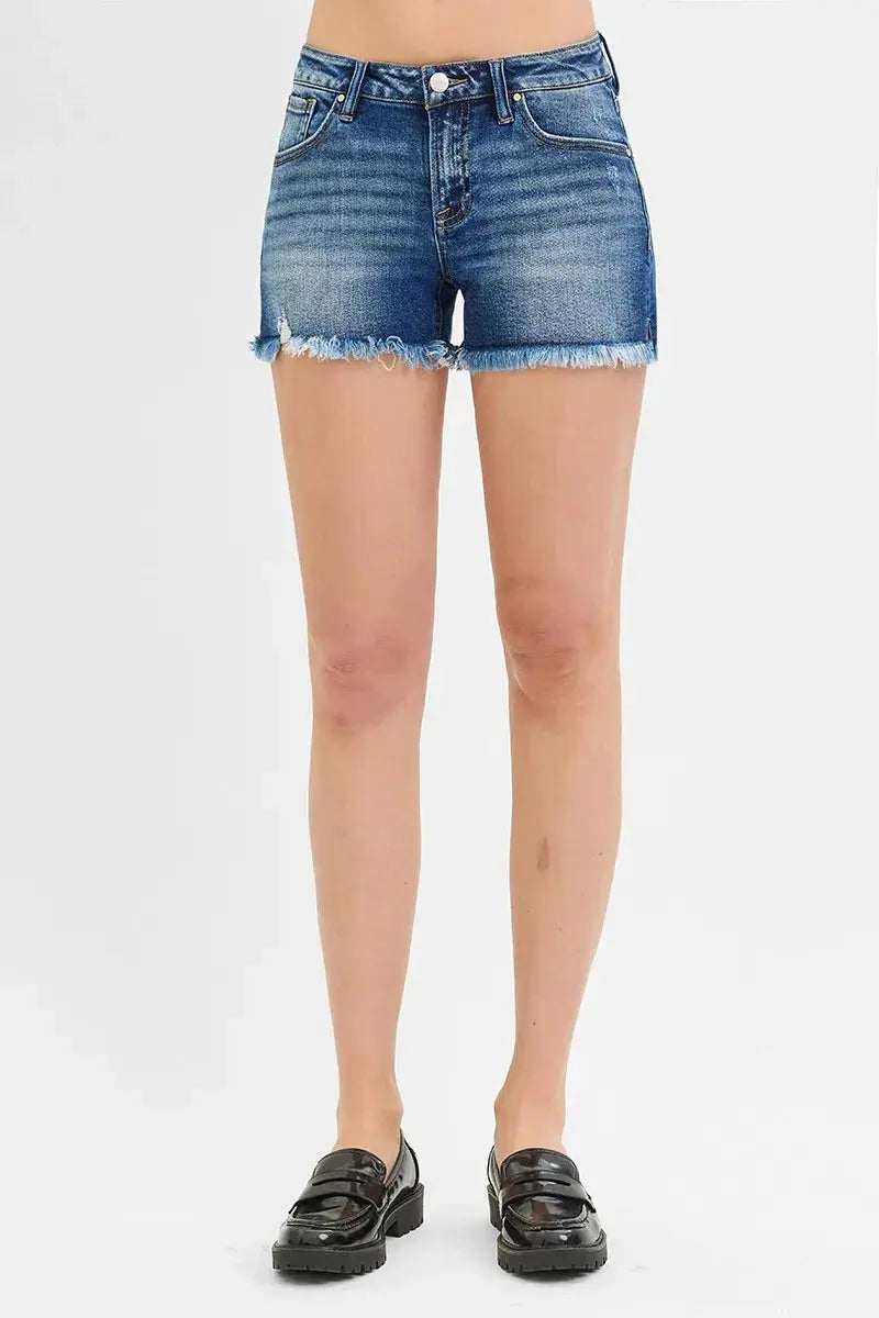 RISEN Low Rise Frayed Denim Shorts  Style Ratio