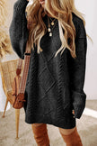 Cable-Knit Round Neck Sweater Dress  Style Ratio