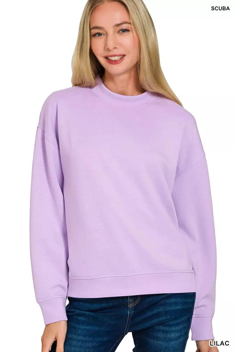Zenana Scuba Mock Neck Sweatshirt and Joggers Set  Style Ratio