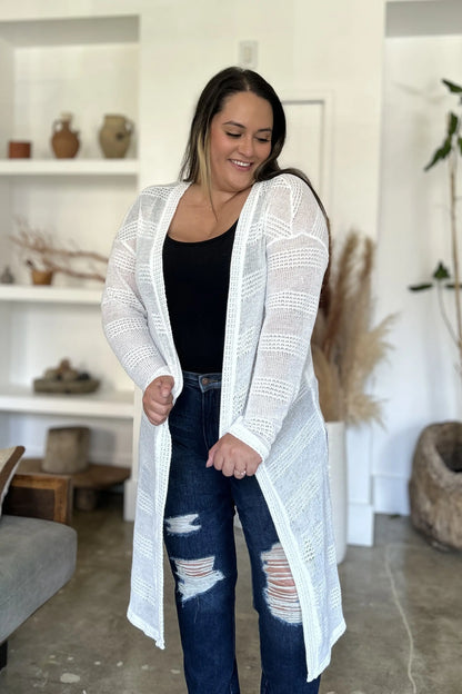 Double Take Open Front Longline Cardigan Trendsi