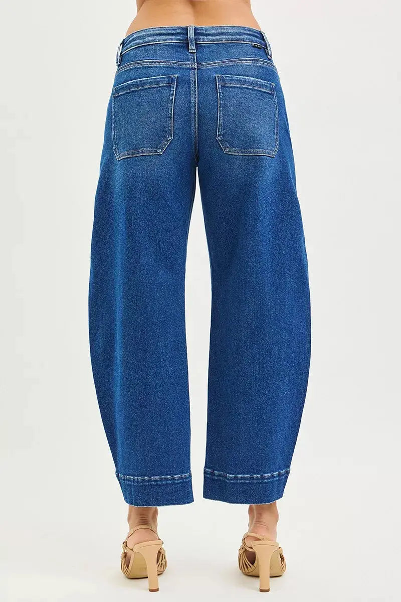 RISEN Mid Rise Crop Barrel Jeans  Style Ratio