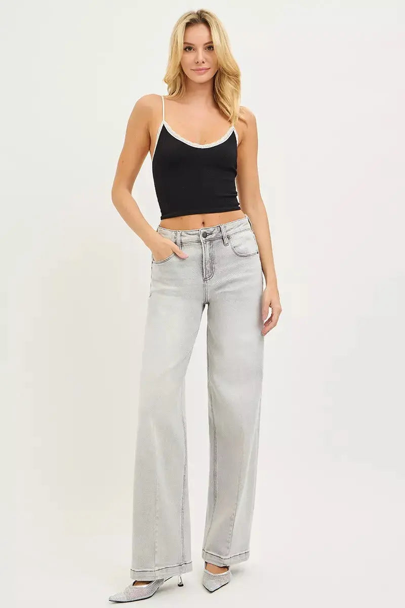 RISEN Slouchy Baggy Jeans with Contrast Stitching  Style Ratio