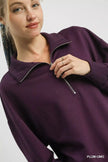 Umgee Half Zip Drop Shoulder Sweatshirt  Style Ratio
